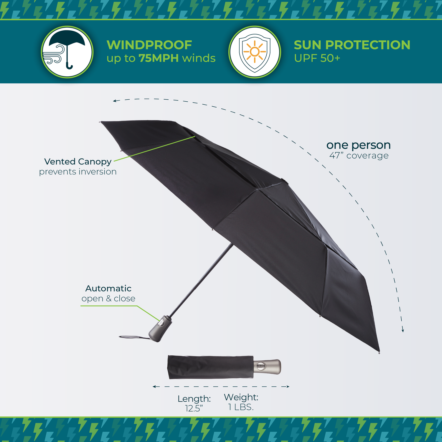 8752 47&quot; Folding Ultimate Umbrella 