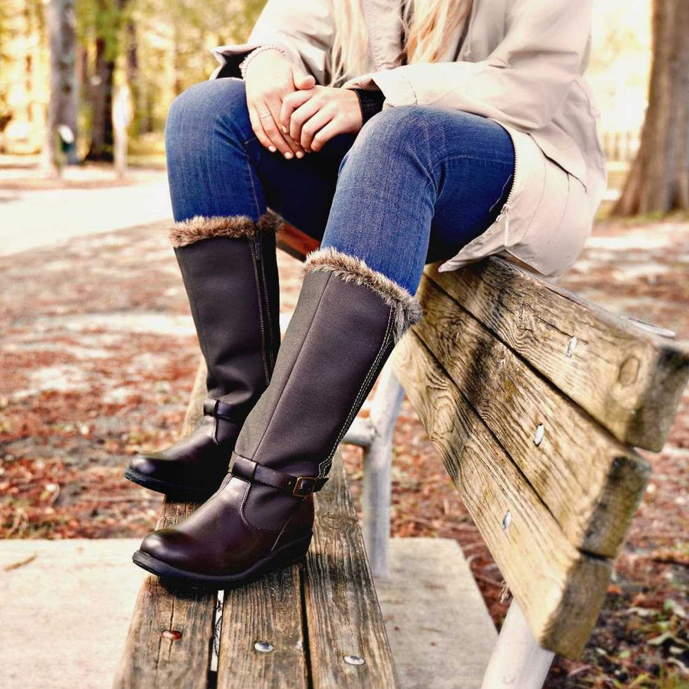 Warm-Lined Tall Boots with Knit Trim